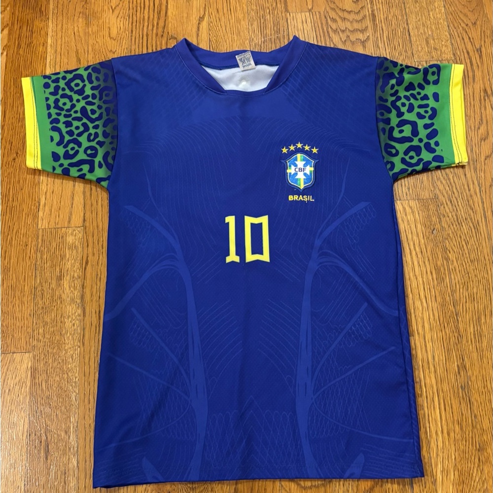 Brazil National Team Youth Soccer Jersey – Blue Away (Number 10)